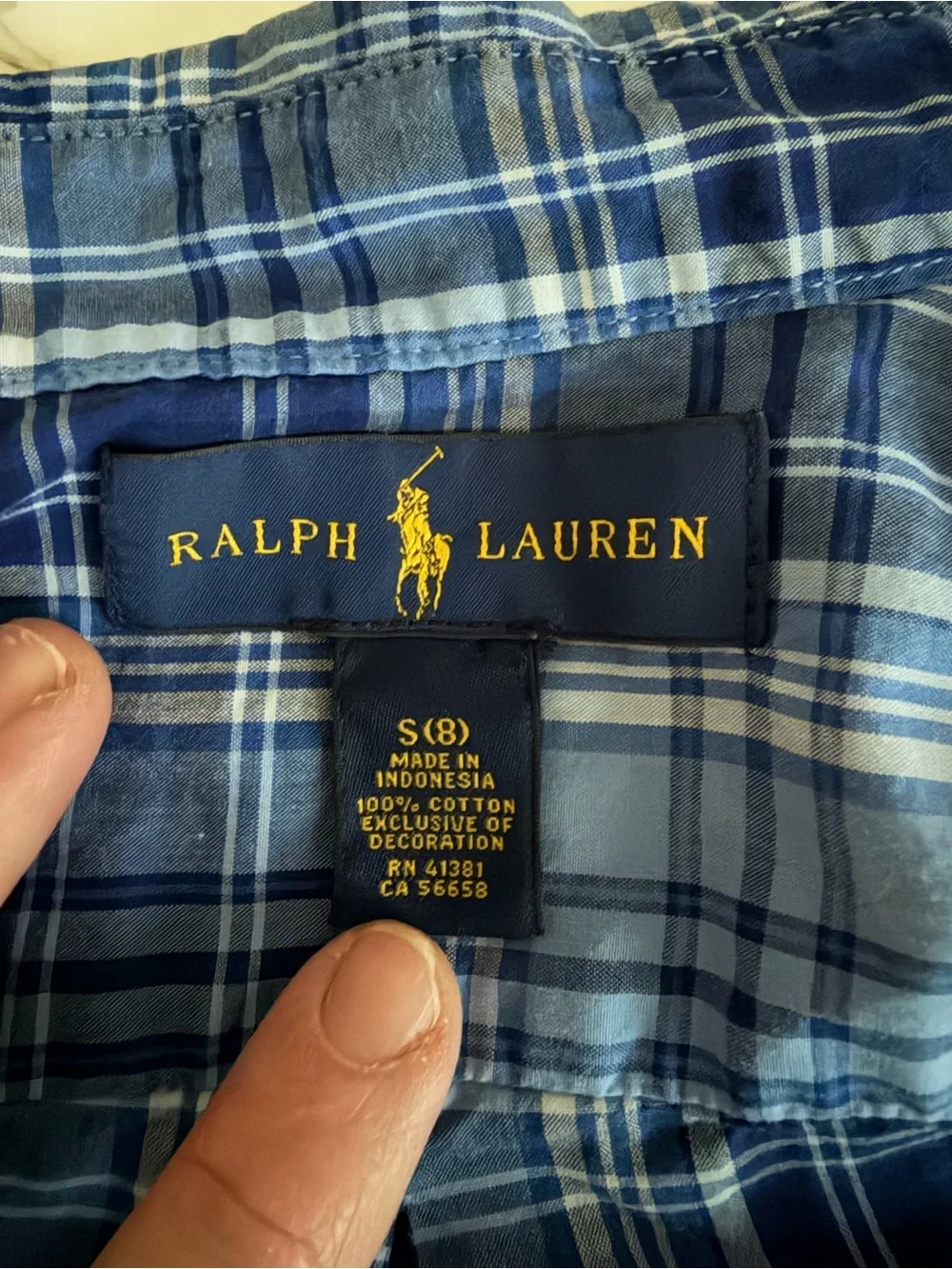 Ralph Lauren Men's Blue Plaid Button-Down Shirt